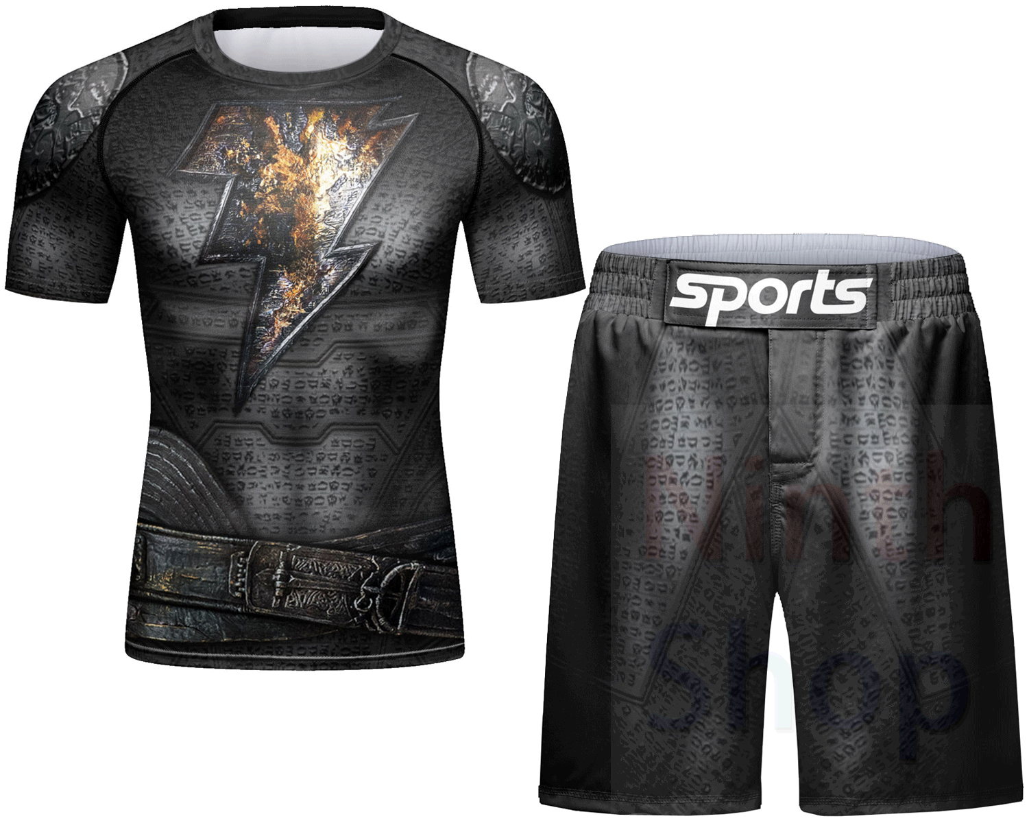 Cody Lundin Men's Sports T-shirt and Shorts 2 Pieces Sets Cool Dry Compression Round Collar Summer Fitness Sports Suit(221559-22183)