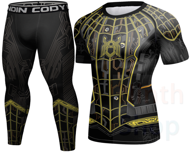 Cody Lundin Men's Sports T-shirt and Pants 2 Pieces Sets Fast Dry Compression Round Collar Summer Fitness Sports Suit(221499-22201)