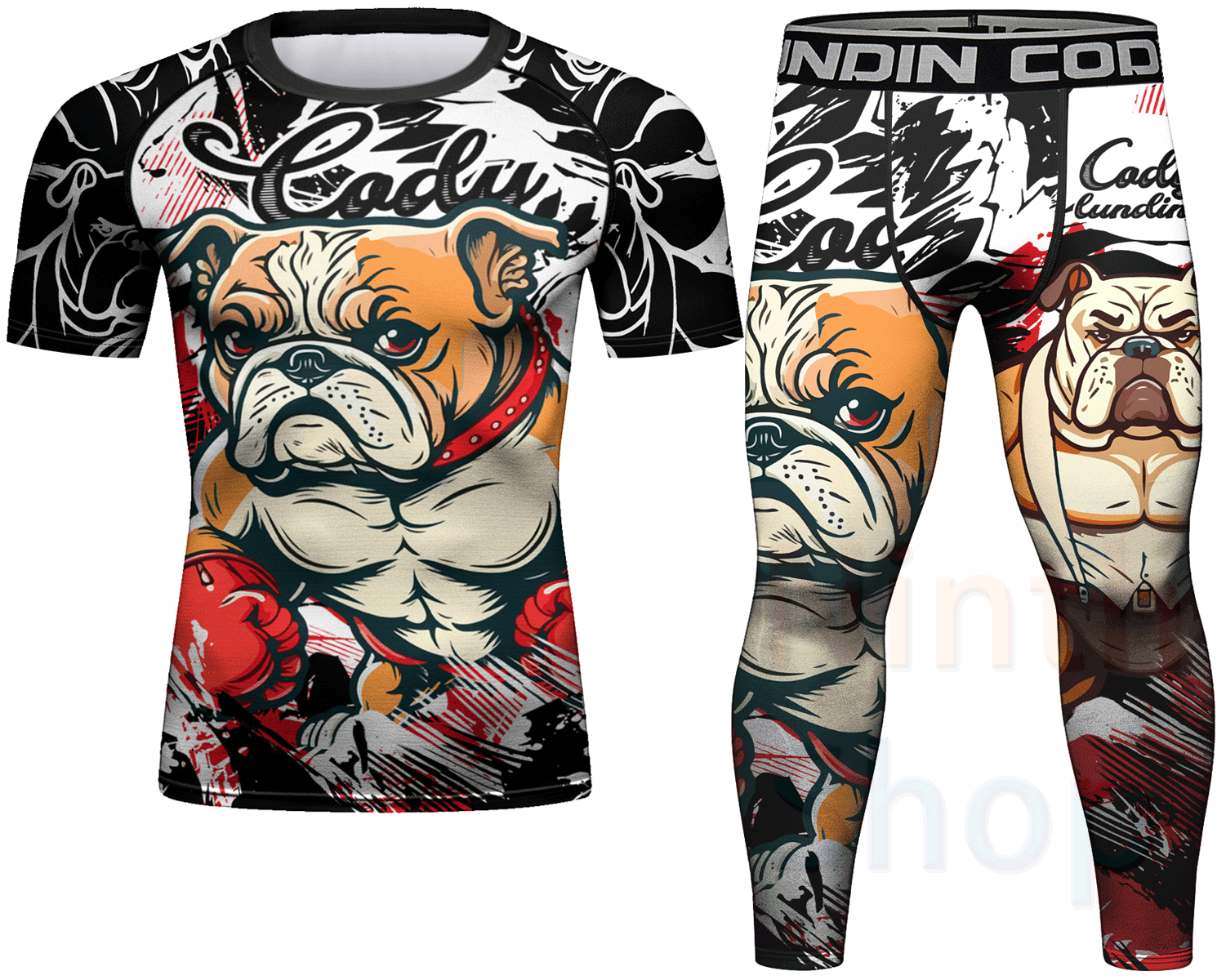 Cody Lundin Men's Sports T-shirt and Pants 2 Pieces Sets Fast Dry Compression Round Collar Summer Fitness Sports Suit(231566-23261)