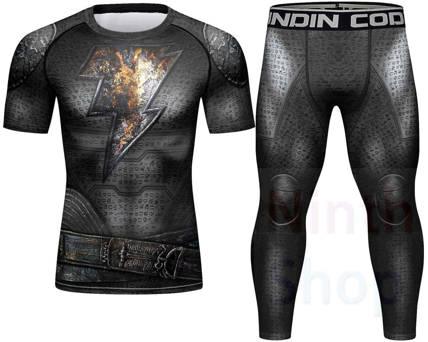 Cody Lundin Men's Sports T-shirt and Pants 2 Pieces Sets Fast Dry Compression Round Collar Summer Fitness Sports Suit(221559-22254)