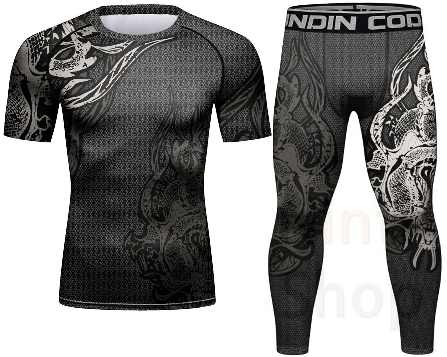 Cody Lundin Men's Sports T-shirt and Pants 2 Pieces Sets Fast Dry Compression Round Collar Summer Fitness Sports Suit(221558-22253)