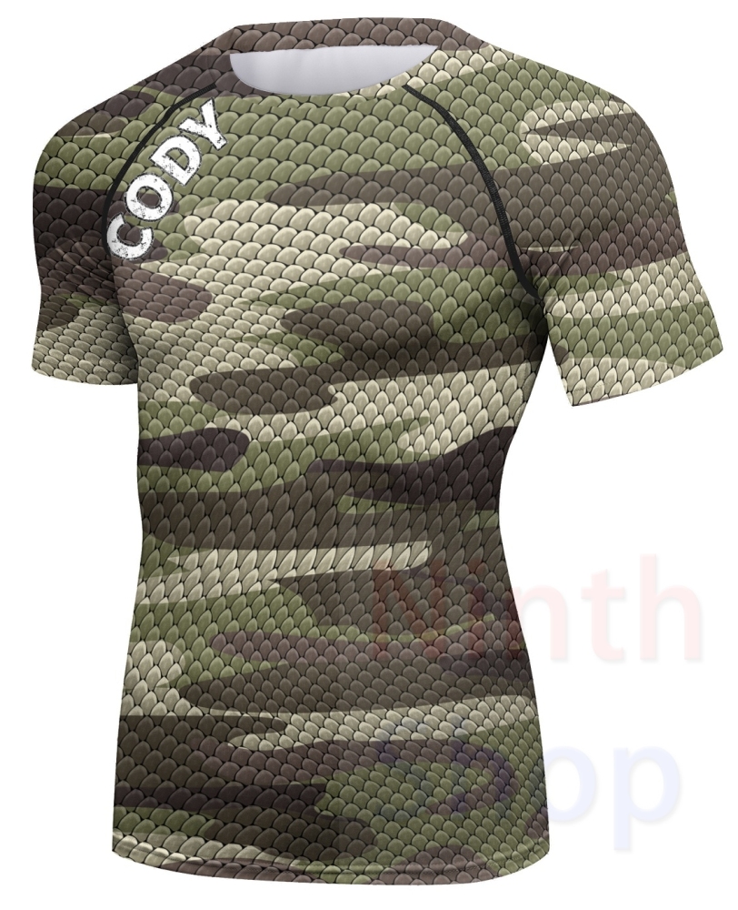 Cody Lundin Men's Sports T-shirt and Pants 2 Pieces Sets Fast Dry Compression Round Collar Summer Fitness Sports Suit(231572-23267)