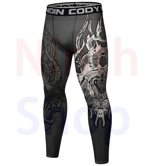 Cody Lundin Men's Sports Top and Pants 2 Pieces Sets Fast Dry Compression Round Collar 3D Print Fitness ALL Seasons Sports Suit（22480-22253）