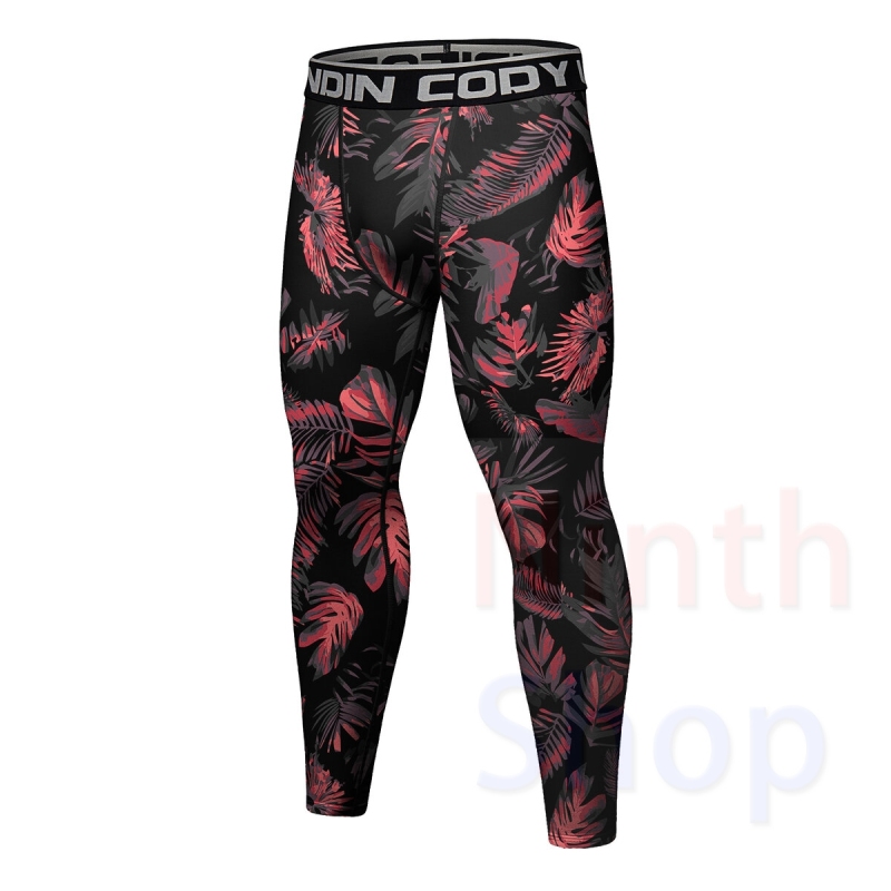 Cody Lundin Men's Sports Top and Pants 2 Pieces Sets Fast Dry Compression Round Collar 3D Print Fitness ALL Seasons Sports Suit（22468-22244）