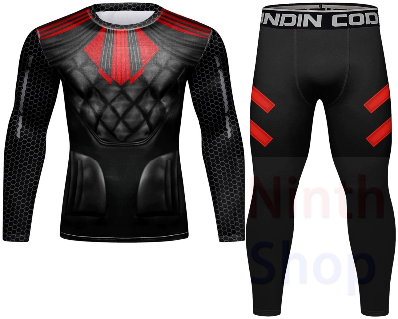 Cody Lundin Men's Compression Set - Long Sleeve Shirt and Pants- 2 Piece Sports Jogging Set Base Layer Quick-drying Fitness Suit(22483-22256)