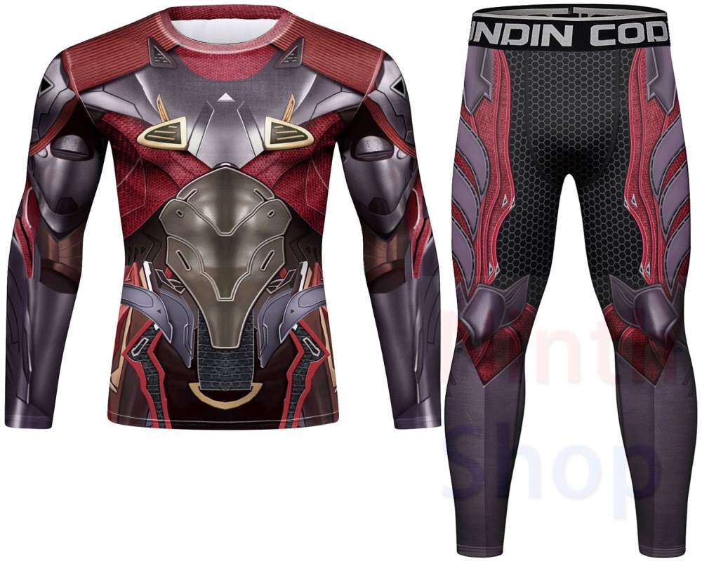 Cody Lundin Men's Compression Set - Long Sleeve Shirt and Pants- 2 Piece Sports Jogging Set Base Layer Quick-drying Fitness Suit(22484-22257)