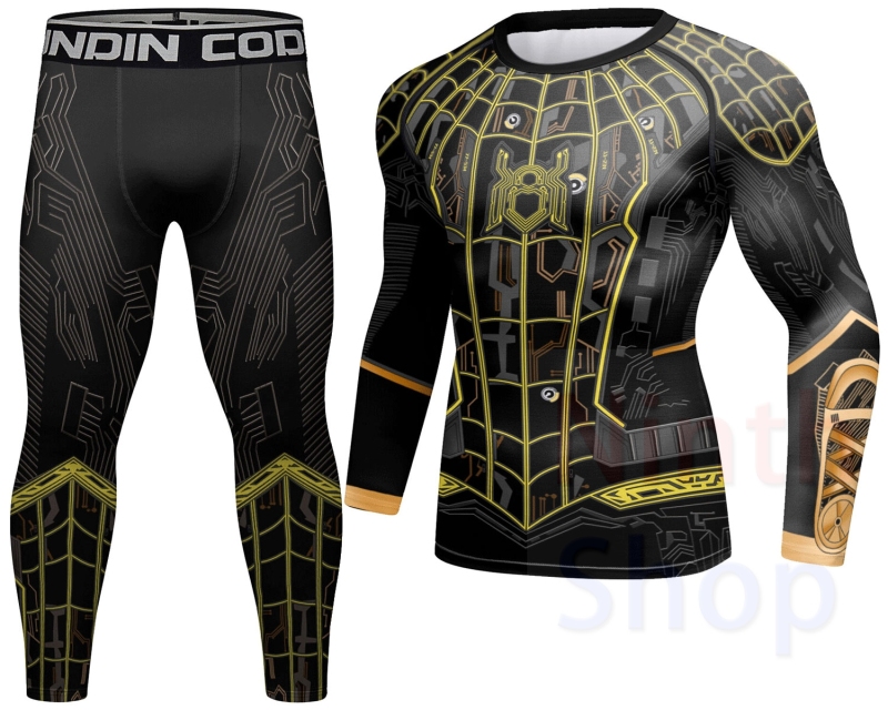 Cody Lundin Men's Sports Top and Pants 2 Pieces Sets Fast Dry Compression Round Collar 3D Print Fitness ALL Seasons Sports Suit（22412-22201）