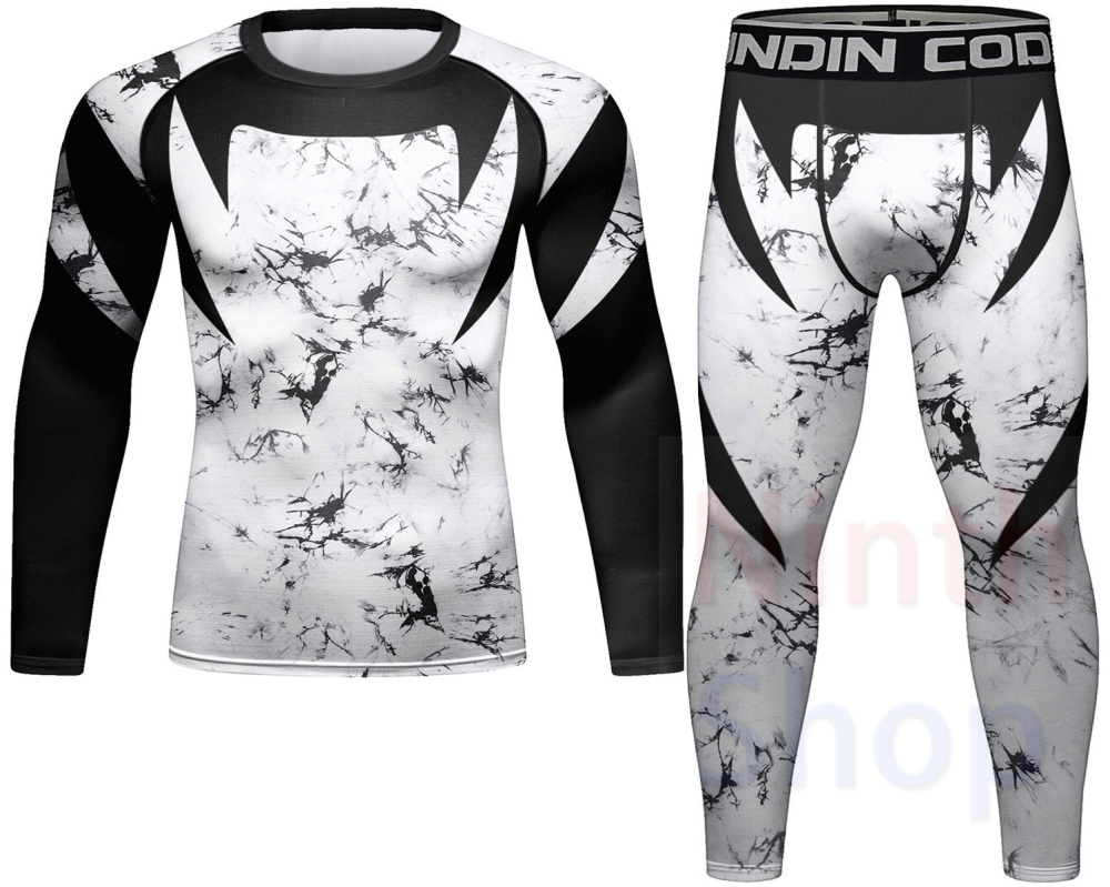 Cody Lundin Men's Sports Top and Pants 2 Pieces Sets Fast Dry Compression Round Collar 3D Print Fitness ALL Seasons Sports Suit（22470-22246）