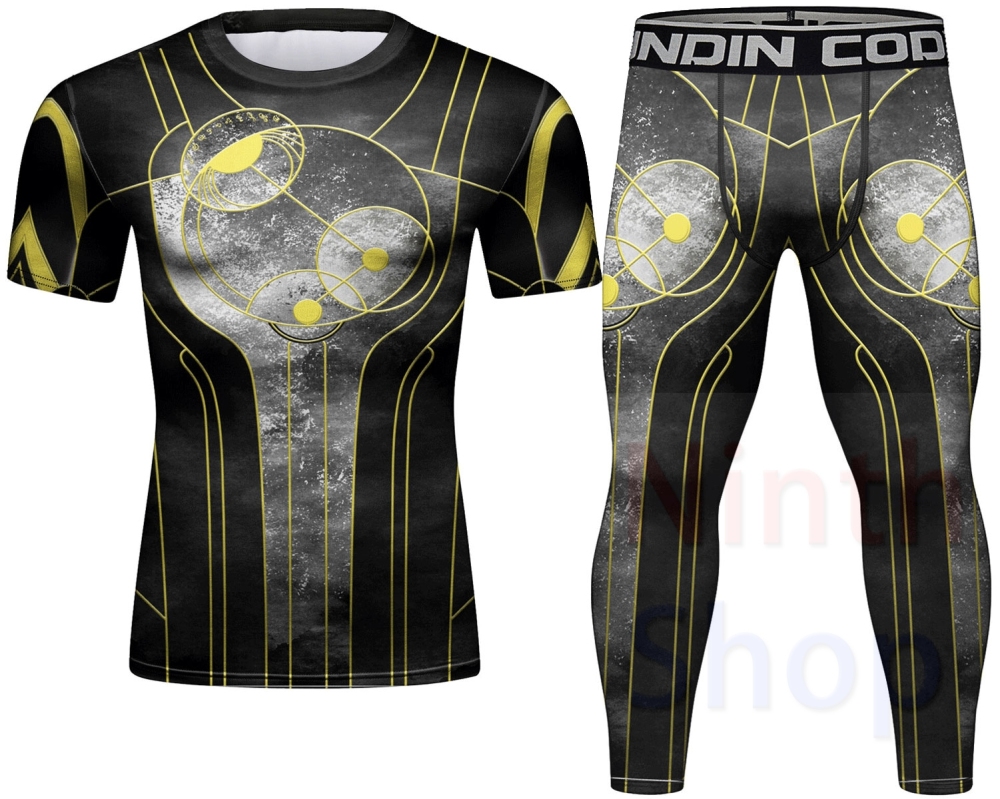 Cody Lundin Men's Compression Set - Short Sleeve Shirt and Pants - 2 Piece Sports Jogging Set Quick-drying Fitness Suit for Men(211490-22199)