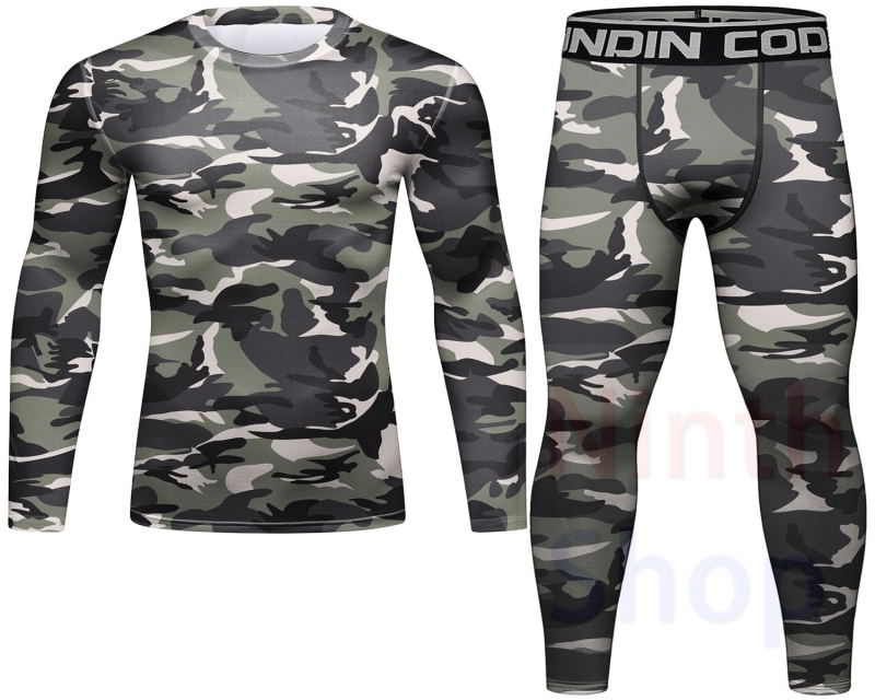 Cody Lundin Men's Compression Set - Long Sleeve Shirt and Pants- 2 Piece Sports Jogging Set Base Layer Quick-drying Fitness Suit(22462-22248)
