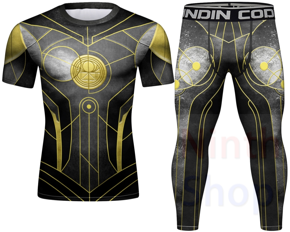 Cody Lundin Men's Compression Set - Short Sleeve Shirt and Pants - 2 Piece Sports Jogging Set Quick-drying Fitness Suit for Men(211493-22199)