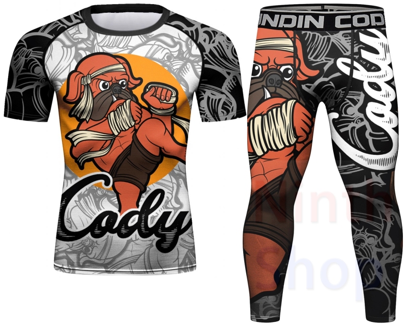 Cody Lundin Men's Sports T-shirt and Pants 2 Pieces Sets Fast Dry Compression Round Collar Summer Fitness Sports Suit(231570-23265)