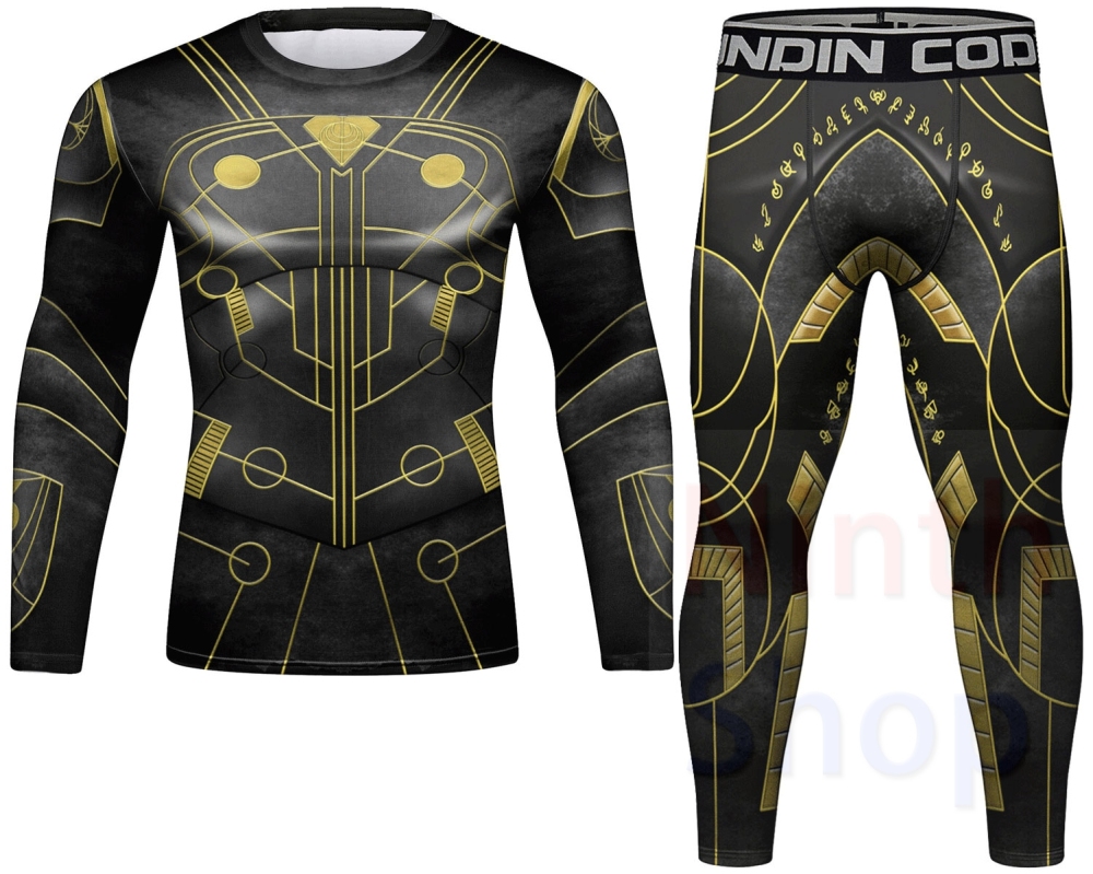 Cody Lundin Men's Compression Set - Long Sleeve Shirt and Pants- 2 Piece Sports Jogging Set Base Layer Quick-drying Fitness Suit(21397-JMCK22198)