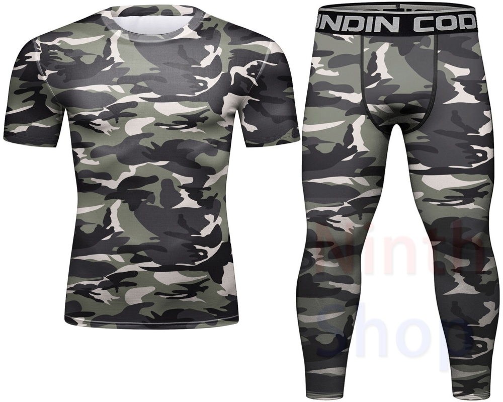 Cody Lundin Men's Compression Set - Short Sleeve Shirt and Pants - 2 Piece Sports Jogging Set Quick-drying Fitness Suit for Men(221544-22248)