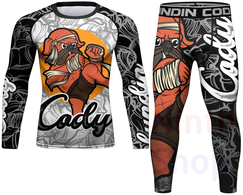 Cody Lundin Men's Sports Top and Pants 2 Pieces Sets Fast Dry Compression Round Collar 3D Print Fitness ALL Seasons Sports Suit（23492-23265）