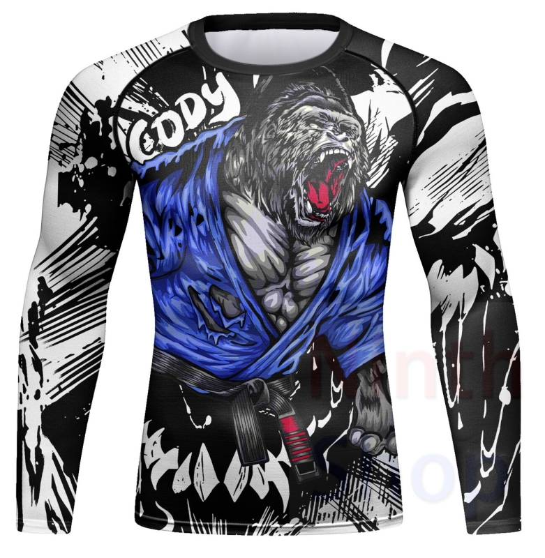 Men Long Sleeve Shirt Compression Top Sport T-shirt Cody Print Shirts Cool Dry Base layer Shirt ALL SEASON for Running Training Sweatshirt(22474)