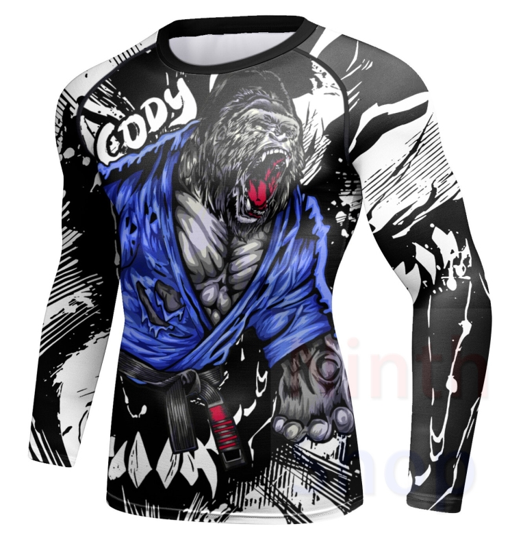 Men Long Sleeve Shirt Compression Top Sport T-shirt Cody Print Shirts Cool Dry Base layer Shirt ALL SEASON for Running Training Sweatshirt(22474)