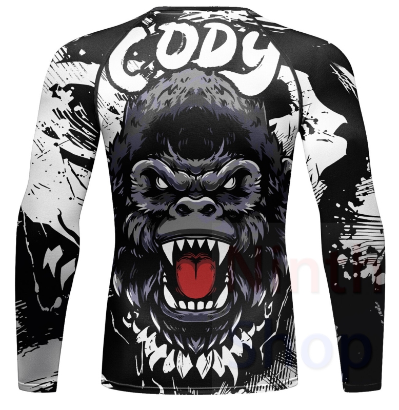 Men Long Sleeve Shirt Compression Top Sport T-shirt Cody Print Shirts Cool Dry Base layer Shirt ALL SEASON for Running Training Sweatshirt(22474)