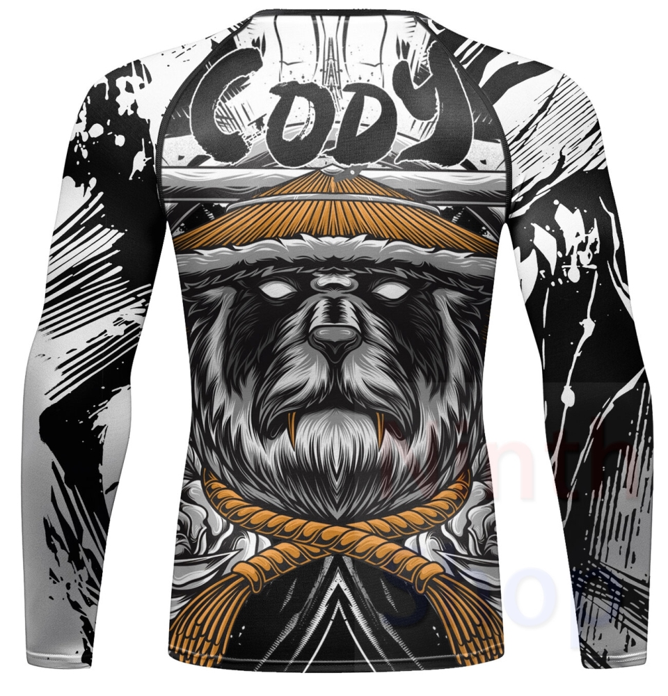 Men Long Sleeve Shirt Compression Top Sport T-shirt Cody Print Shirts Cool Dry Base layer Shirt ALL SEASON for Running Training Sweatshirt(22475)