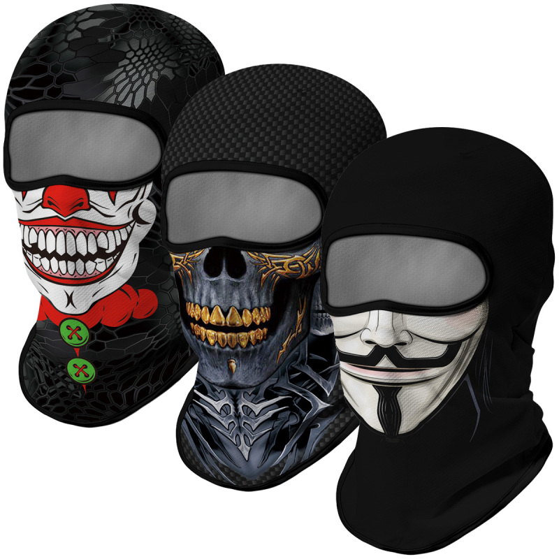 3PCS Balaclava Ski Mask Motorcycle Full Face Mask Outdoor Tactical Hood Headwear Mask Unisex for Cycling Halloween Cosplay