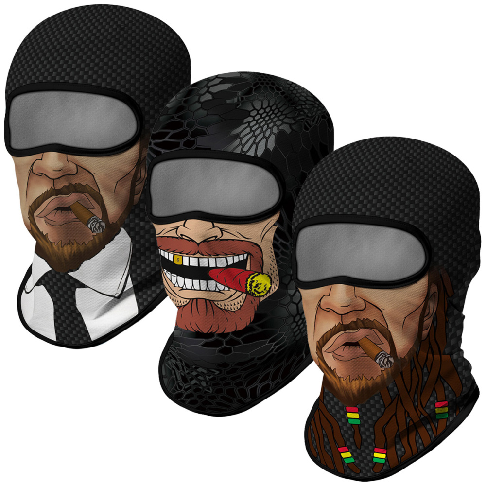 3PCS Balaclava Ski Mask Motorcycle Full Face Mask Outdoor Tactical Hood Headwear Mask Unisex for Cycling Halloween Cosplay（HT210013-117-121）