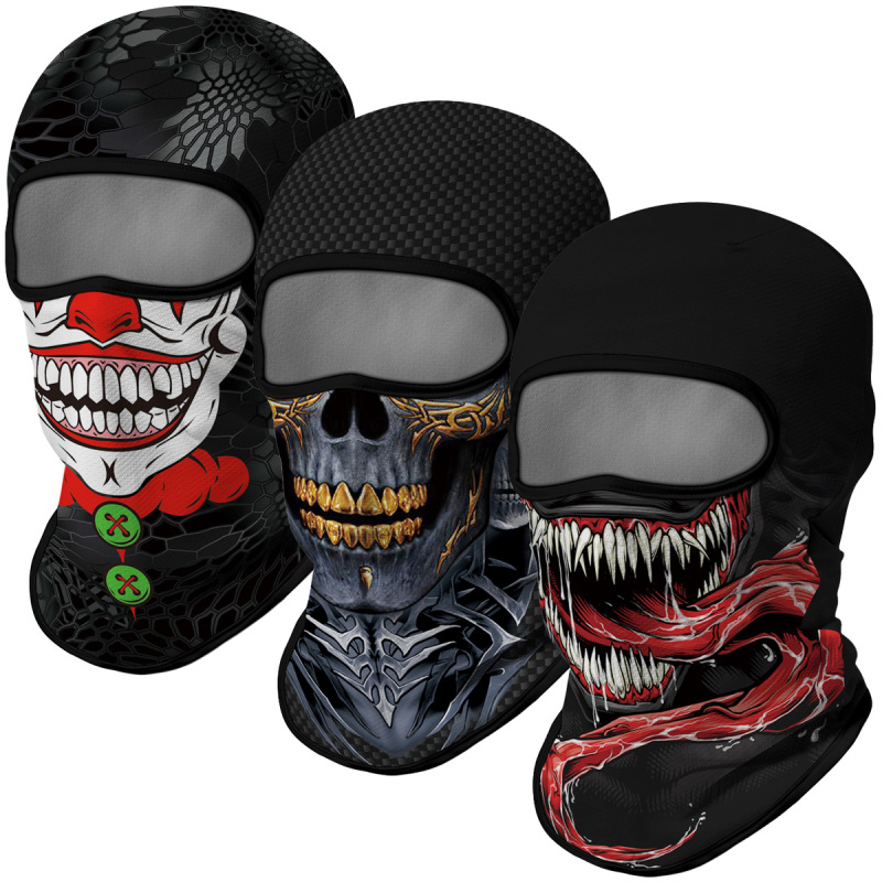 3PCS Balaclava Ski Mask Motorcycle Full Face Mask Outdoor Tactical Hood Headwear Mask Unisex for Cycling Halloween Cosplay