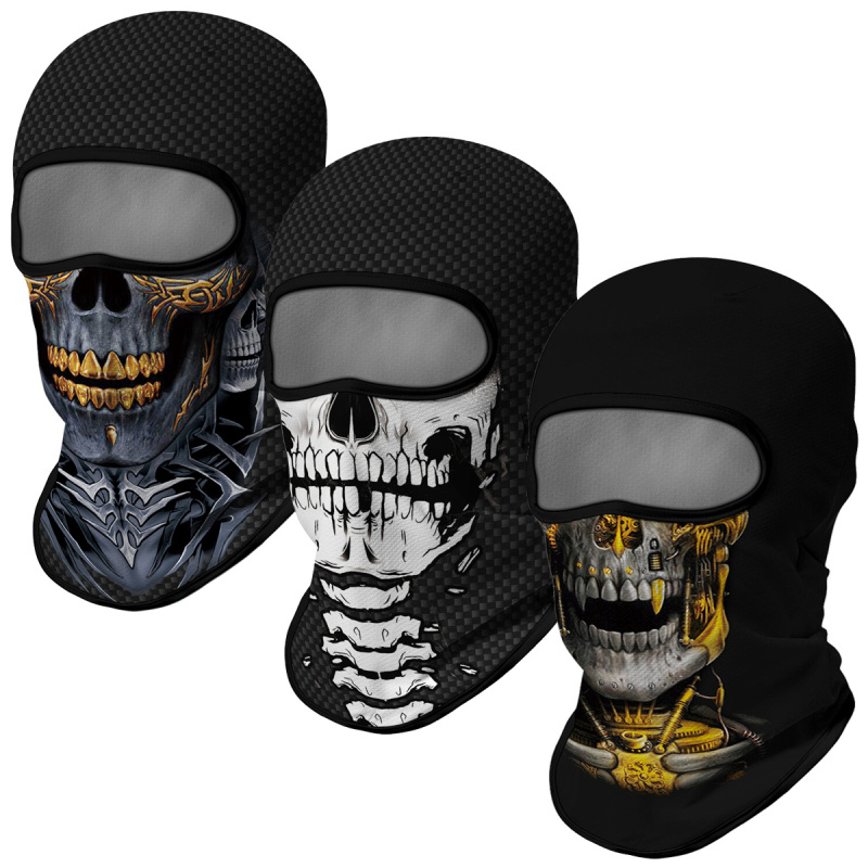 3PCS Balaclava Ski Mask Motorcycle Full Face Mask Outdoor Tactical Hood Headwear Mask Unisex for Cycling Halloween Cosplay（HT210008-127-130）