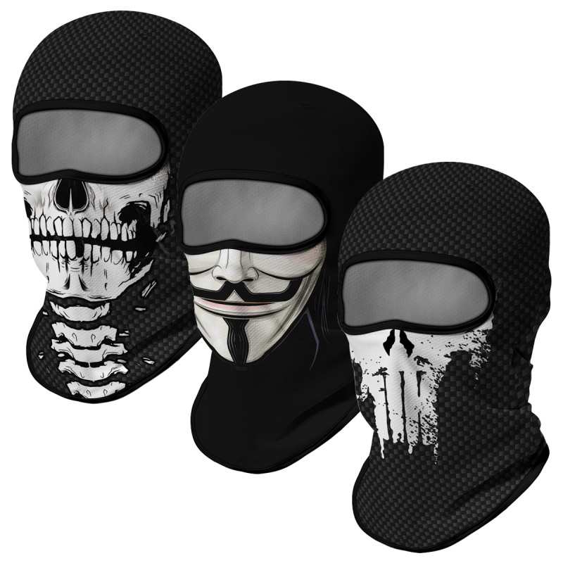 3PCS Balaclava Ski Mask Motorcycle Full Face Mask Outdoor Tactical Hood Headwear Mask Unisex for Cycling Halloween Cosplay（HT210048-130-157）