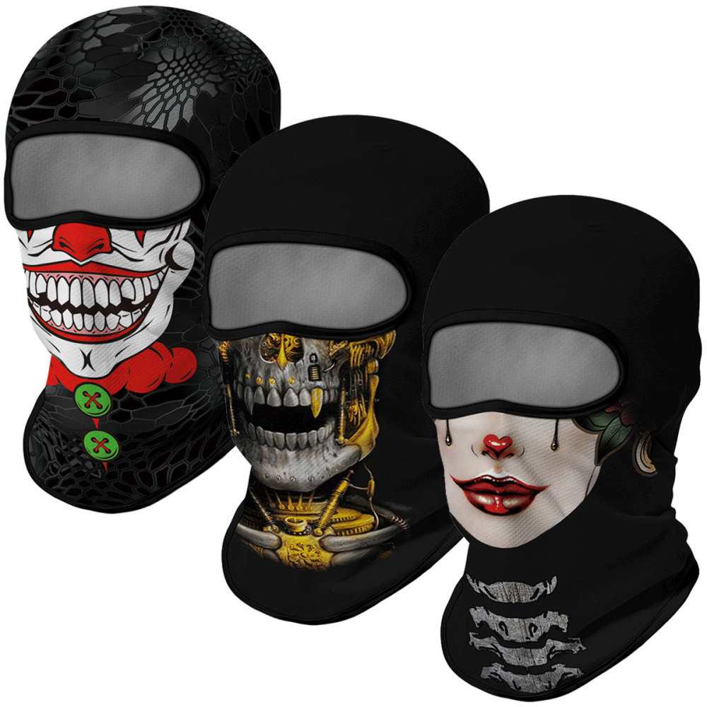 3PCS Balaclava Ski Mask Motorcycle Full Face Mask Outdoor Tactical Hood Headwear Mask Unisex for Cycling Halloween Cosplay（HT210001-008-009）