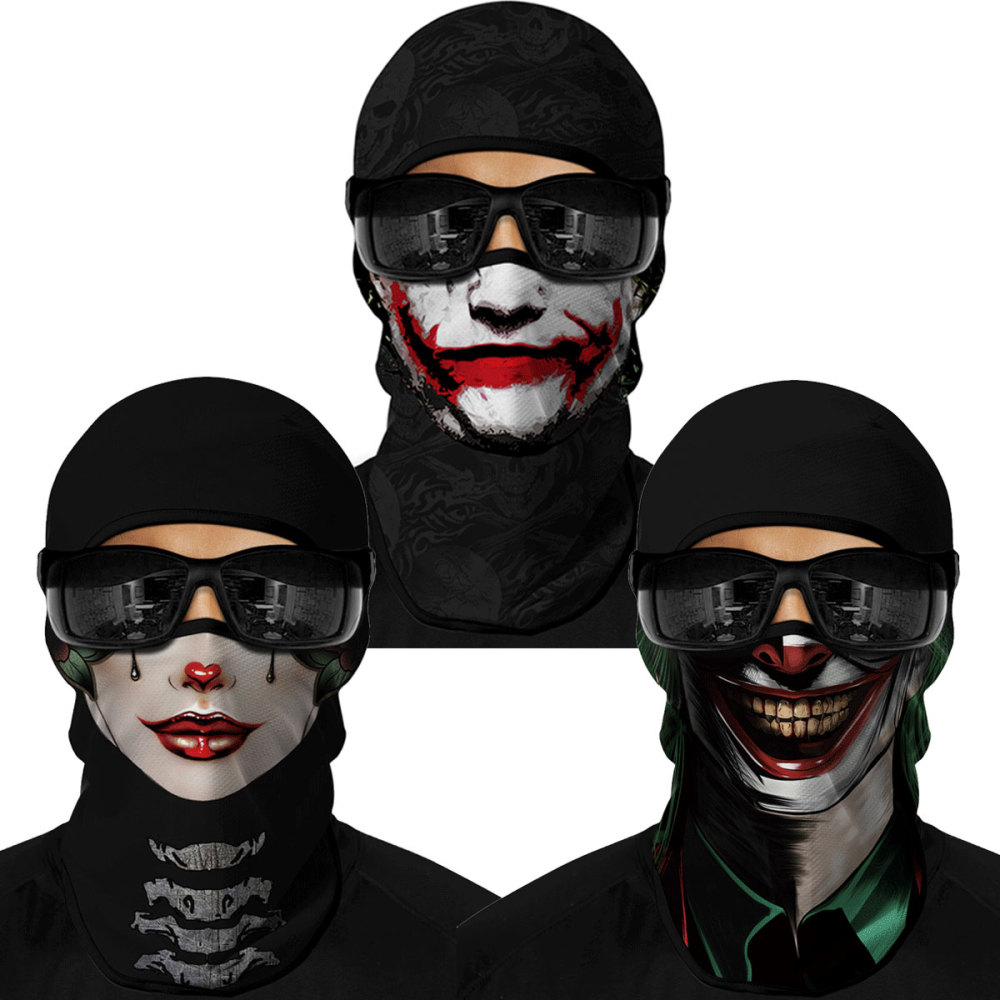 3PCS Balaclava Ski Mask Motorcycle Full Face Mask Outdoor Tactical Hood Headwear Mask Unisex for Cycling Halloween Cosplay（HT210009-023-304）
