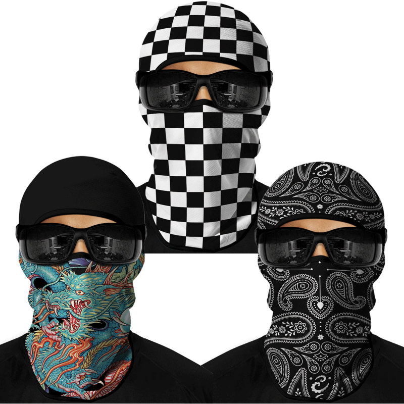 3PCS Balaclava Ski Mask Motorcycle Full Face Mask Outdoor Tactical Hood Headwear Mask Unisex for Cycling Halloween Cosplay（HT210271-411-505）