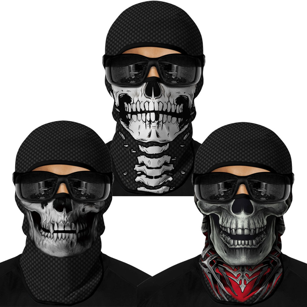 3PCS Balaclava Ski Mask Motorcycle Full Face Mask Outdoor Tactical Hood Headwear Mask Unisex for Cycling Halloween Cosplay（HT210122-125-130）