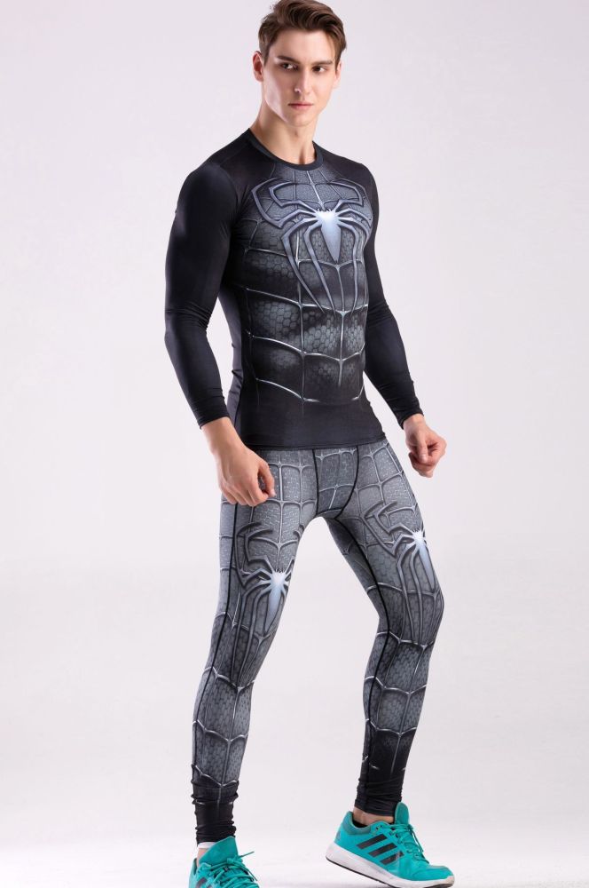 Men's Long Sleeve Shirt 3D Tech Printed Compression Sports T-Shirt Quick Dry Tight Sports Top Cool Dry Shirt Sporty Top Four Seasons Running Training Sweatshirt (043 )