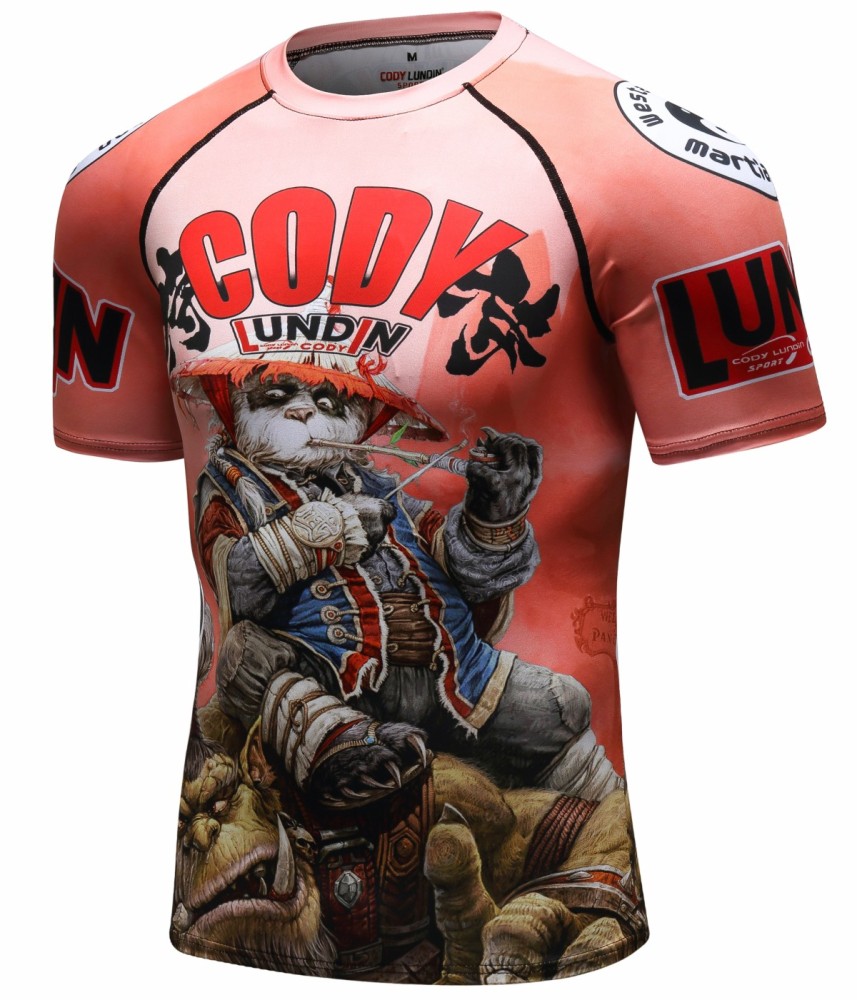 Cody Lundin Men's Sports T-shirt and Shorts 2 Pieces Sets Cool Dry Compression Round Collar Summer Fitness Sports Suit(1394-153)