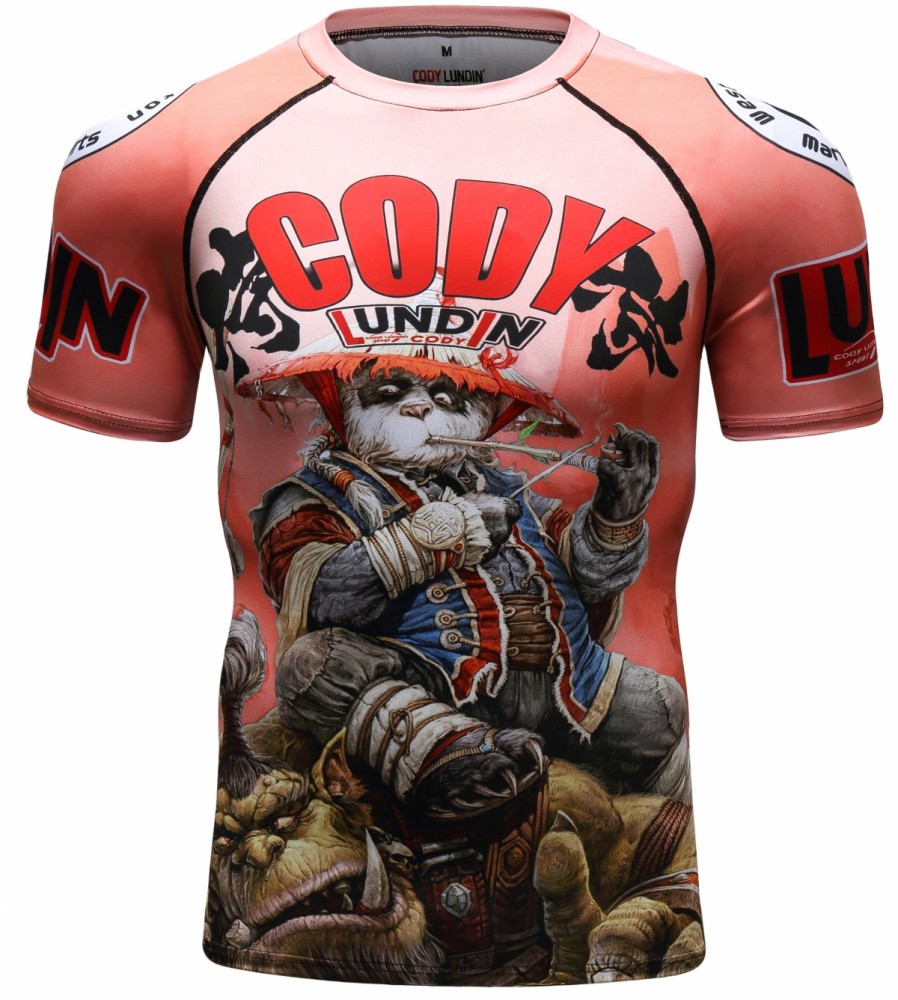 Cody Lundin Men's Sports T-shirt and Shorts 2 Pieces Sets Cool Dry Compression Round Collar Summer Fitness Sports Suit(1394-153)