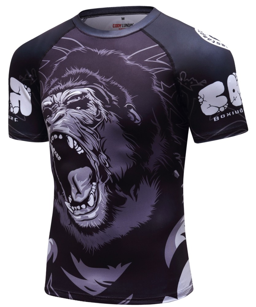 Cody Lundin Men's Sports T-shirt and Shorts 2 Pieces Sets Cool Dry Compression Round Collar Summer Fitness Sports Suit(1396-155)