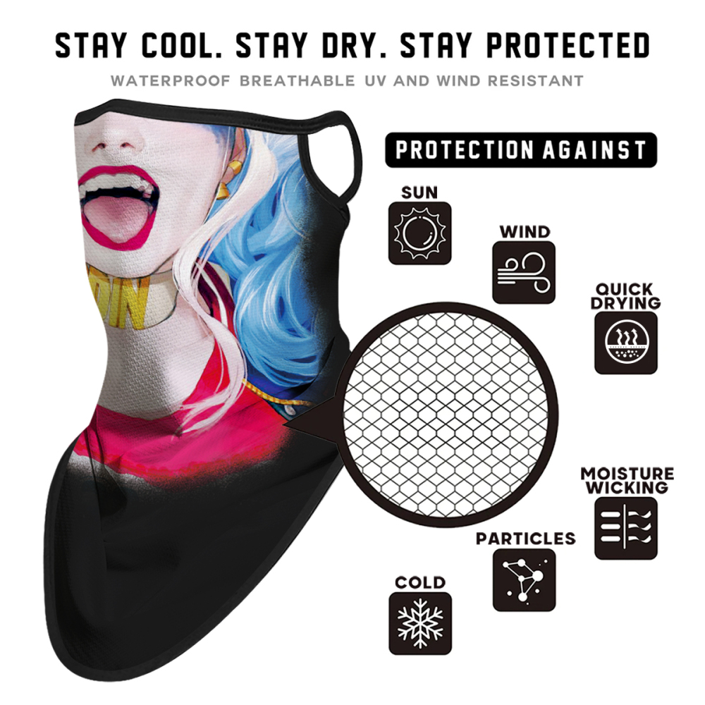 Bandana Face Mask with Ear Loop Neck Gaiter Cosplay Face Mask Scarf Face Cover Summer UV Protection Balaclava for Men Women（DS-060）