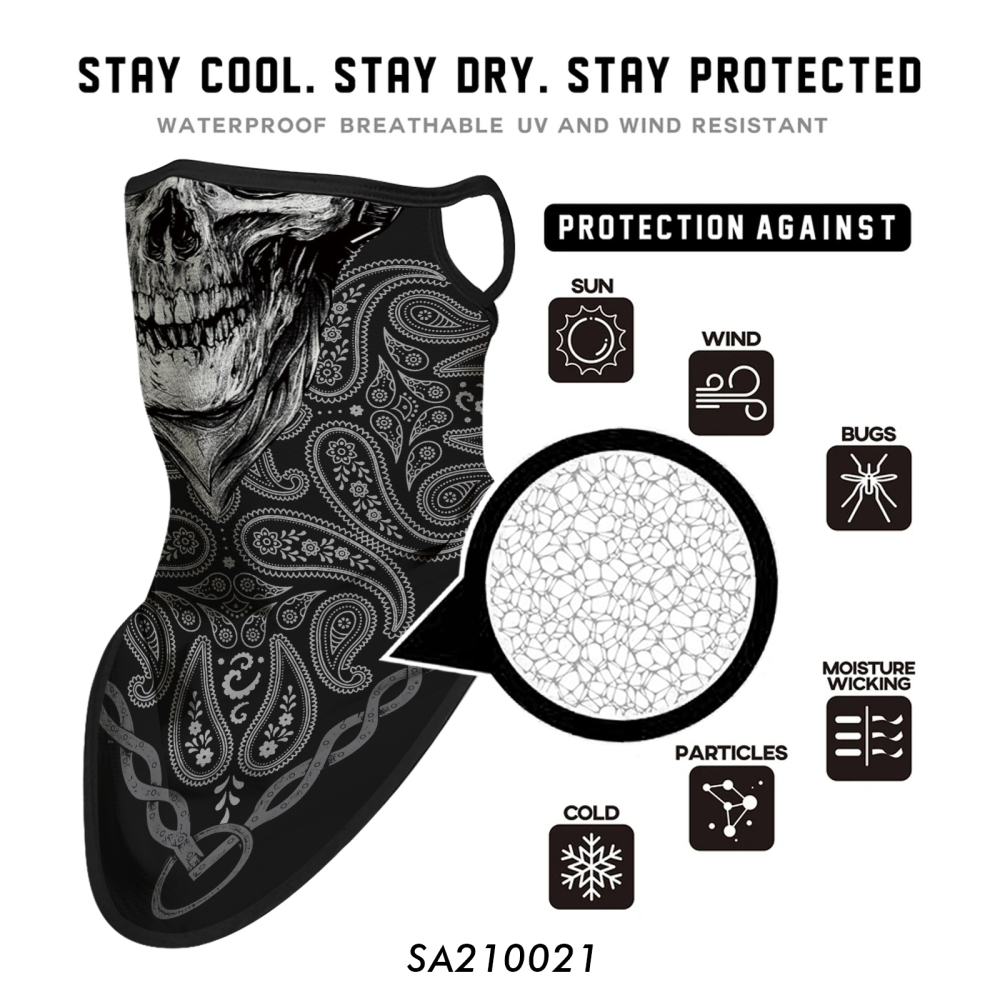 Bandana Face Mask with Ear Loop Neck Gaiter Cosplay Face Mask Scarf Face Cover Summer UV Protection Balaclava for Men Women（SA210021）