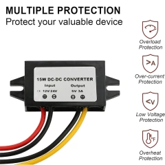 Waterproof DC-DC Bulk Converter 12V 24V to 5V 3A 15W QC 3.0 USB Type C Output Adapter Step Down Module Power Supply Charger