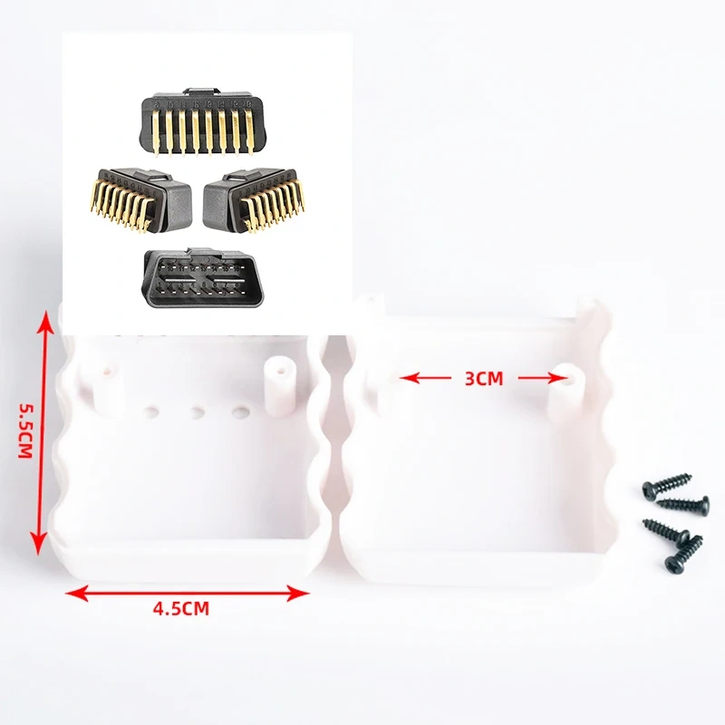Only Housing No PCB,ABS OBD2 J1962 ELM327 Housing Shell Case With 90 Degree Golden Plated Teminal Replacement for ELM327