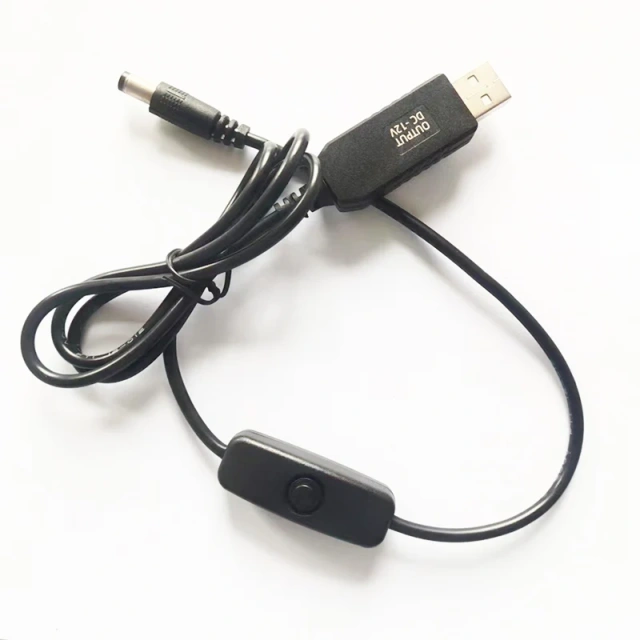 Custom USB 5V to 6V 9V 12V Step Up Voltage Converter,USB2.0 male to 5521 5525 4017 35135 Male Booster Cable With On Off Switch