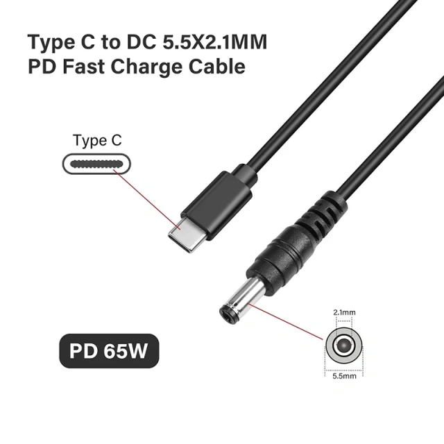 Wholesales Custom 1.5meters 65W USB 3.1 Type C USB-C to DC Jack 5.5x2.1mm 7.4x5.0mm 4.5x3.0mm Power Plug Extension Charge Cable
