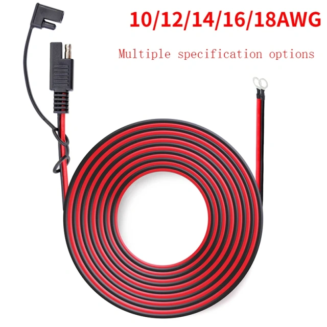 Durable 3.28FT SAE Cable 16AWG Copper PVC Solar Plug Cable SAE Extension Power Cord For Motorcycles Solar Cells Power Inverters