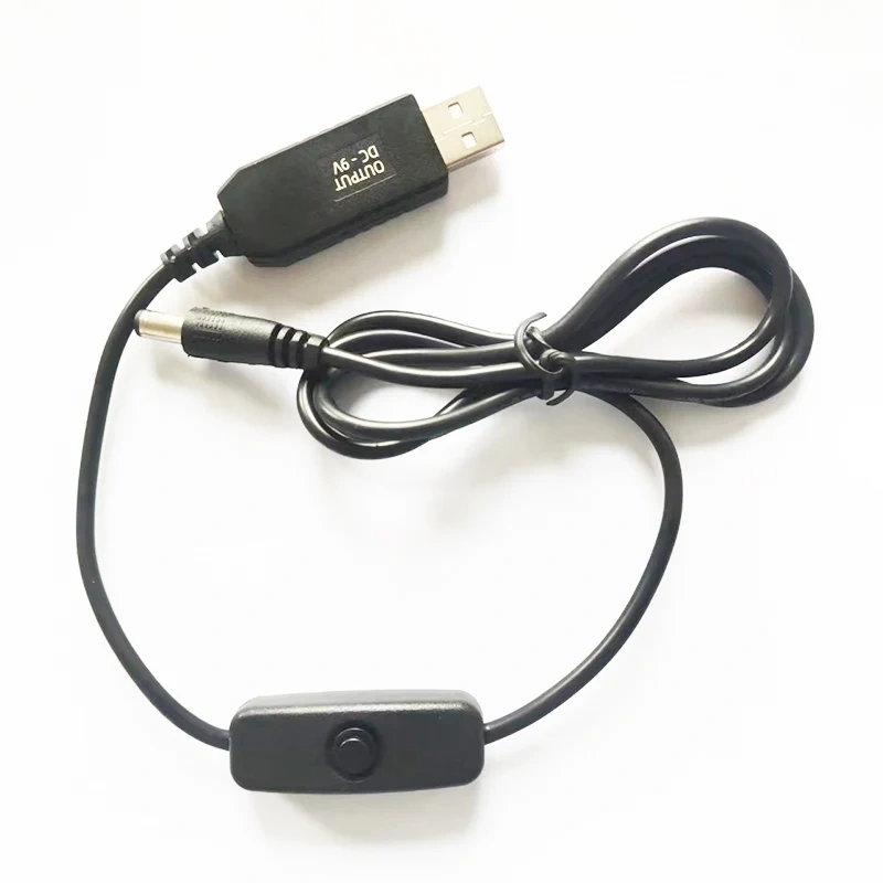 Custom USB 5V to 6V 9V 12V Step Up Voltage Converter,USB2.0 male to 5521 5525 4017 35135 Male Booster Cable With On Off Switch
