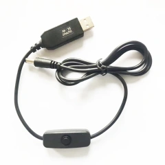 Custom USB 5V to 6V 9V 12V Step Up Voltage Converter,USB2.0 male to 5521 5525 4017 35135 Male Booster Cable With On Off Switch