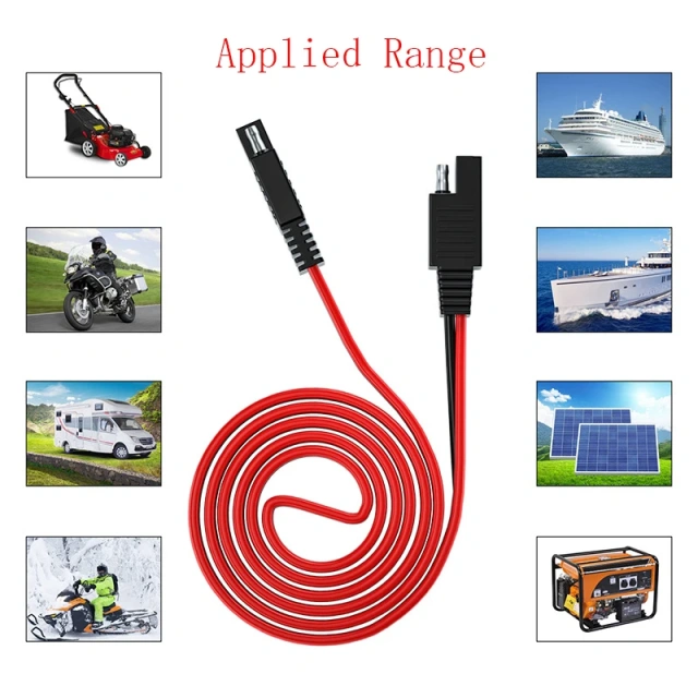 Durable 3.28FT SAE Cable 16AWG Copper PVC Solar Plug Cable SAE Extension Power Cord For Motorcycles Solar Cells Power Inverters