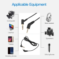 Gold-Plated 3 Pole 3.5mm to 4 Pole 2.5 mm Jack Aux Audio Stereo Cable Cord Replacement For QC3 Bose QuietComfort 3 Headphone