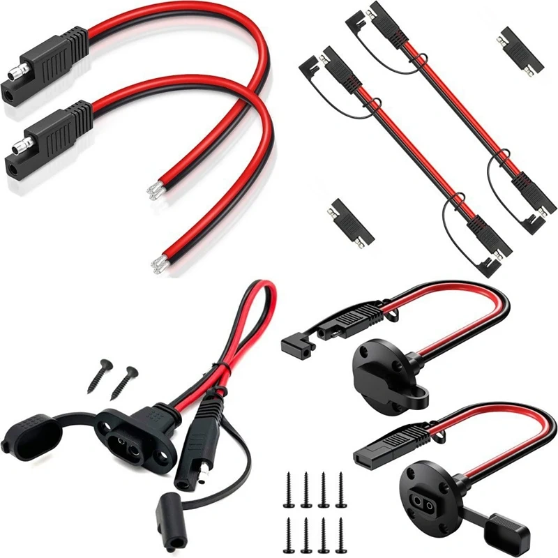 Durable 3.28FT SAE Cable 16AWG Copper PVC Solar Plug Cable SAE Extension Power Cord For Motorcycles Solar Cells Power Inverters