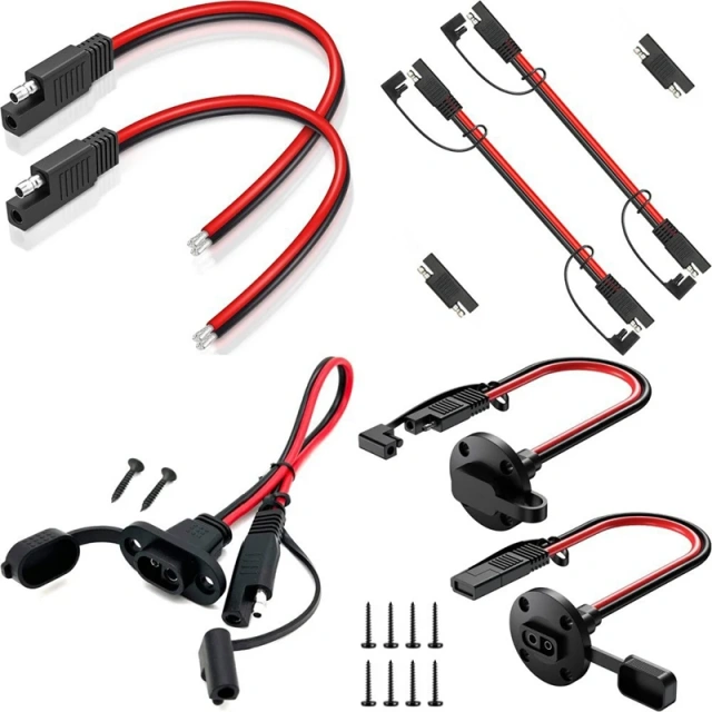 Durable 3.28FT SAE Cable 16AWG Copper PVC Solar Plug Cable SAE Extension Power Cord For Motorcycles Solar Cells Power Inverters