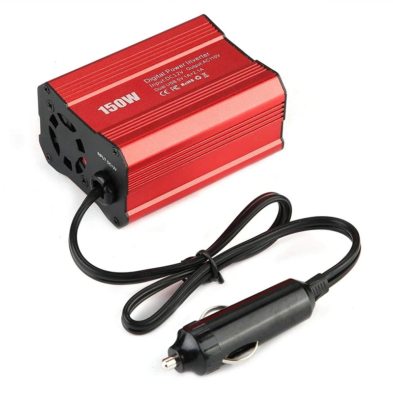Dual USB 12V DC to AC 100V 110V 220V 230V 240V Modified Sine Wave 150W Power Converter Adapter Car Power Inverter for Laptop
